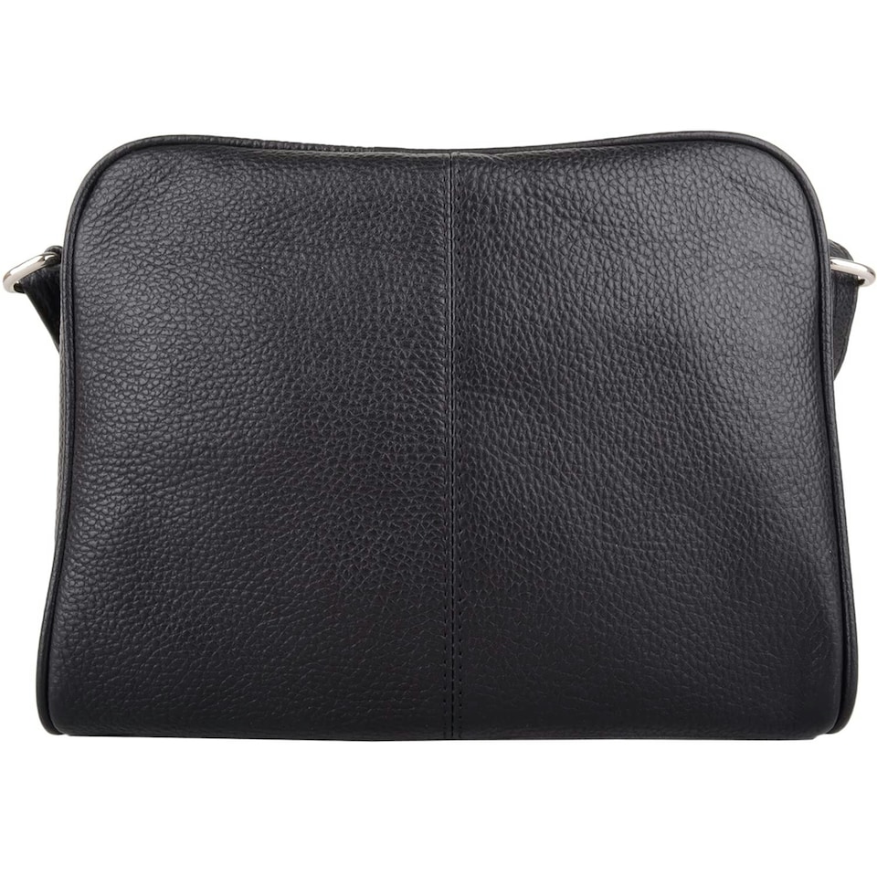 image 1 of Genuine Soft Leather Crossbody Shoulder Handbag with Suede Panelling Black | Black
