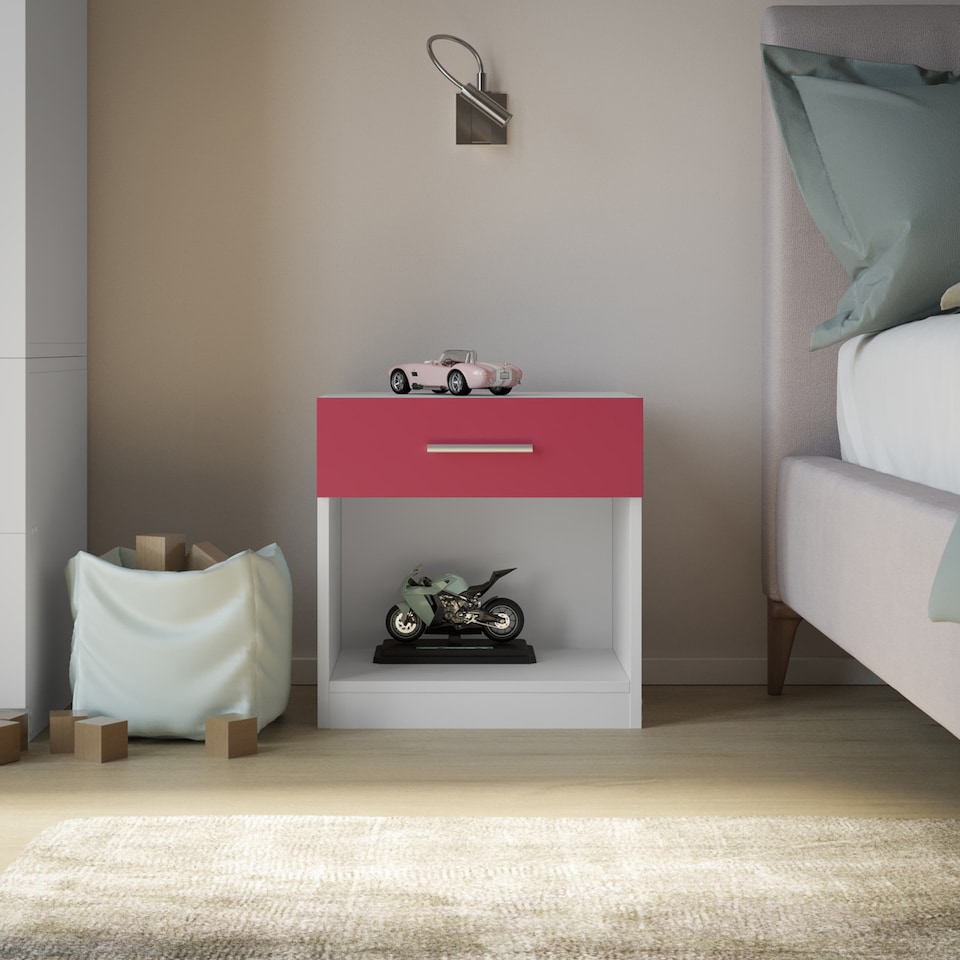 image 1 of Orlando Kids 1 Drawer White Bedside Table | White | 1