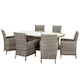 image 1 of 6 Seater Garden Furniture Set - 7 Piece - Deluxe Rattan Elipse Oval Dining Set - 200x145cm Table With 6 Chairs Includes Cushions