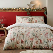 Fusion Christmas Woodland Animals Duvet Cover Set Natural