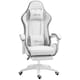 image 1 of Vinsetto Computer Gaming Chair, PU Leather Office Desk Chair with Footrest, Swivel Wheels, 135 Reclining Back, Lumbar Support, Headrest for Home, White and Grey