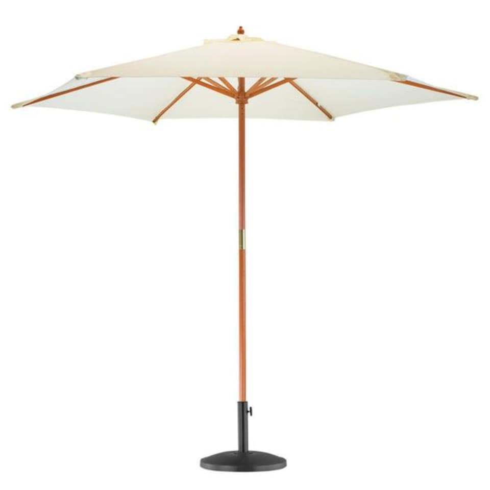 image 1 of Harbour Housewares Wooden Garden Parasol & Base Set - 2.7m - Natural