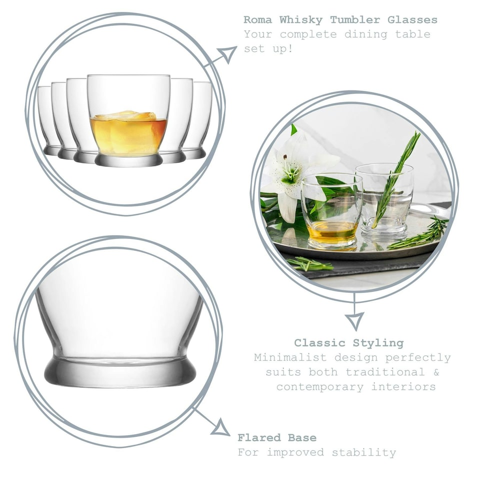 image 1 of LAV Roma Whisky Glasses - 295ml - Clear - Pack of 6 Clear