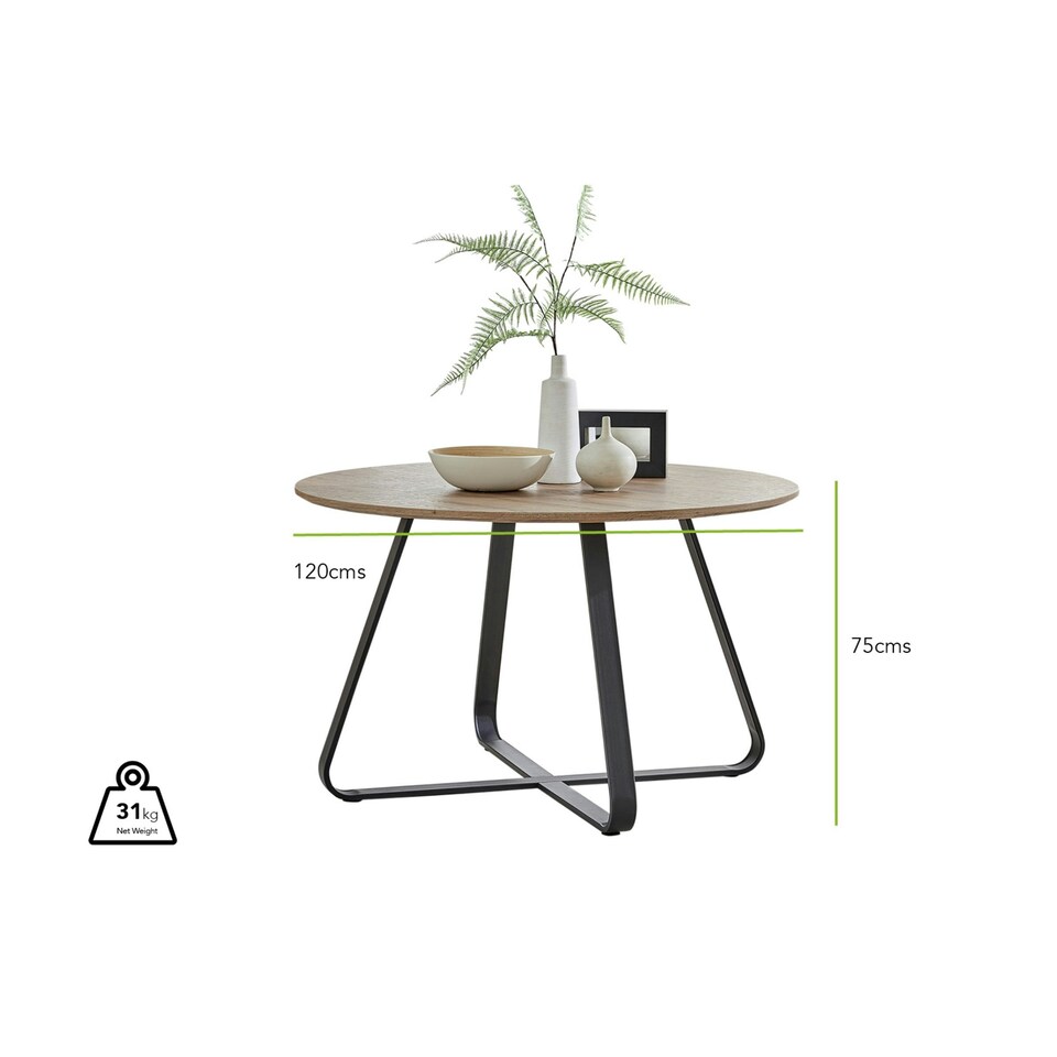 image 1 of Furniturebox Santorini Brown Wood Contemporary Round Dining Table