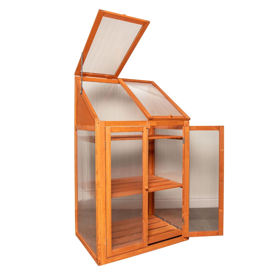 image 1 of Samuel Alexander Wooden Mini Greenhouse Cold Frame - Small Greenhouse H120 x W69 x D49cm