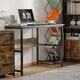 image 8 of HOMCOM 2-Tier Writing Desk Metal Frame Smooth Shelves Storage Shelf Rustic Brown