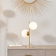 image 2 of Brushed Brass Metal and White Orb Dome Table Lamp