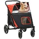 image 6 of PawHut Foldable Dog Carriage w/ Universal Wheels, Shock Absorber, Red