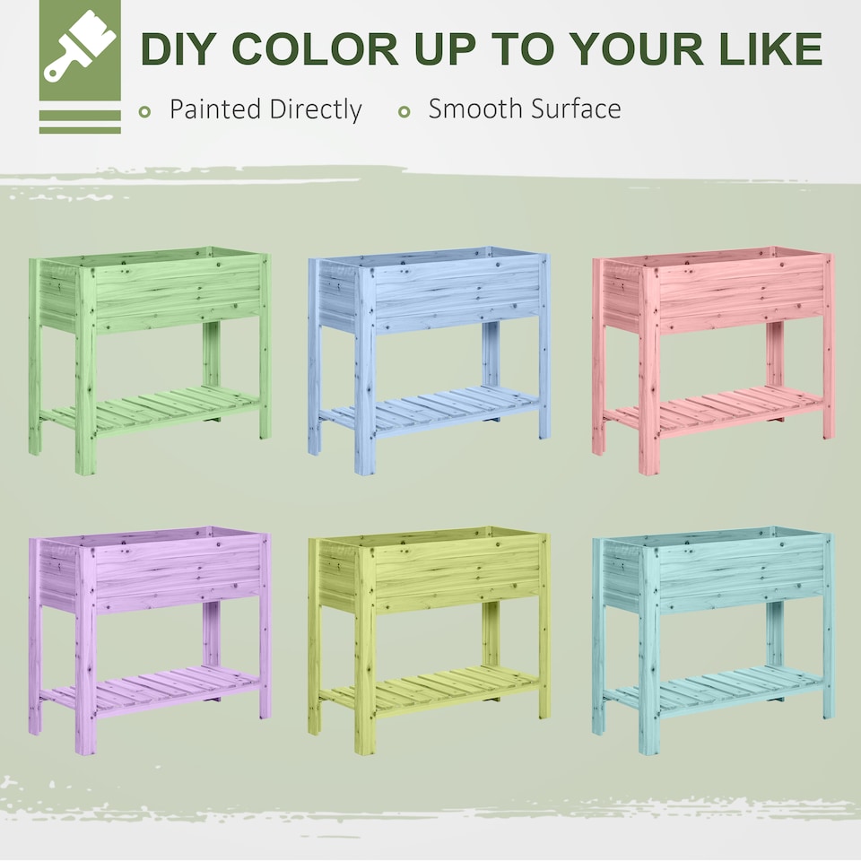 image 1 of Outsunny Wooden Raised Garden Bed Plant Stand Box with Clapboard 100 x 40 x 84cm