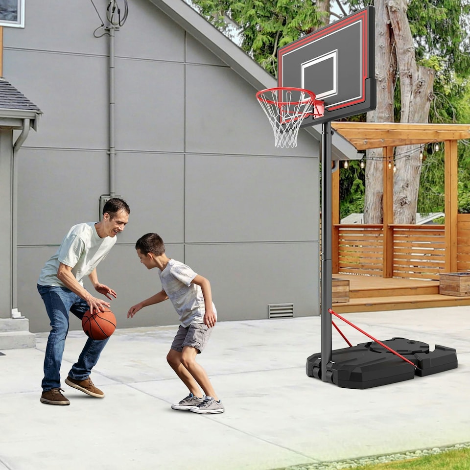 image 1 of COSTWAY Outdoor 7.5-10 FT Portable Basketball Hoop Backboard Black | Standard