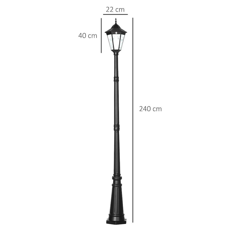image 1 of Outsunny 2.4m Garden Lamp Post Light LED Solar Powered Patio Path Lamp