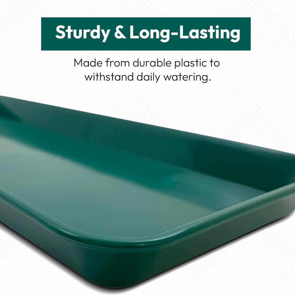 image 1 of 48cm Small Windowsill Plant Tray Plastic Drip Tray for Indoor Outdoor Plant Pots Pack of 5