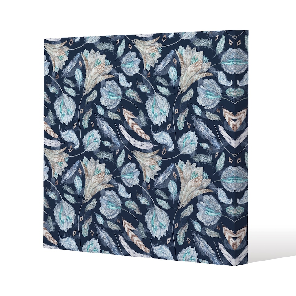 Boho Chic Indigo Pattern (Canvas Print) / 61 x 61 x 4cm | Multi