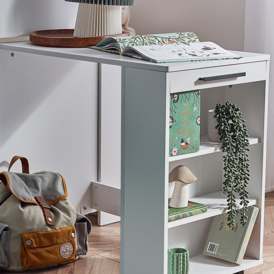 image 1 of Otis 90cm Single White Midsleeper Cabin Bed with Desk