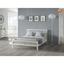 5ft King Size Aldershot White Shaker Style Wood Bed Frame - (162cm)