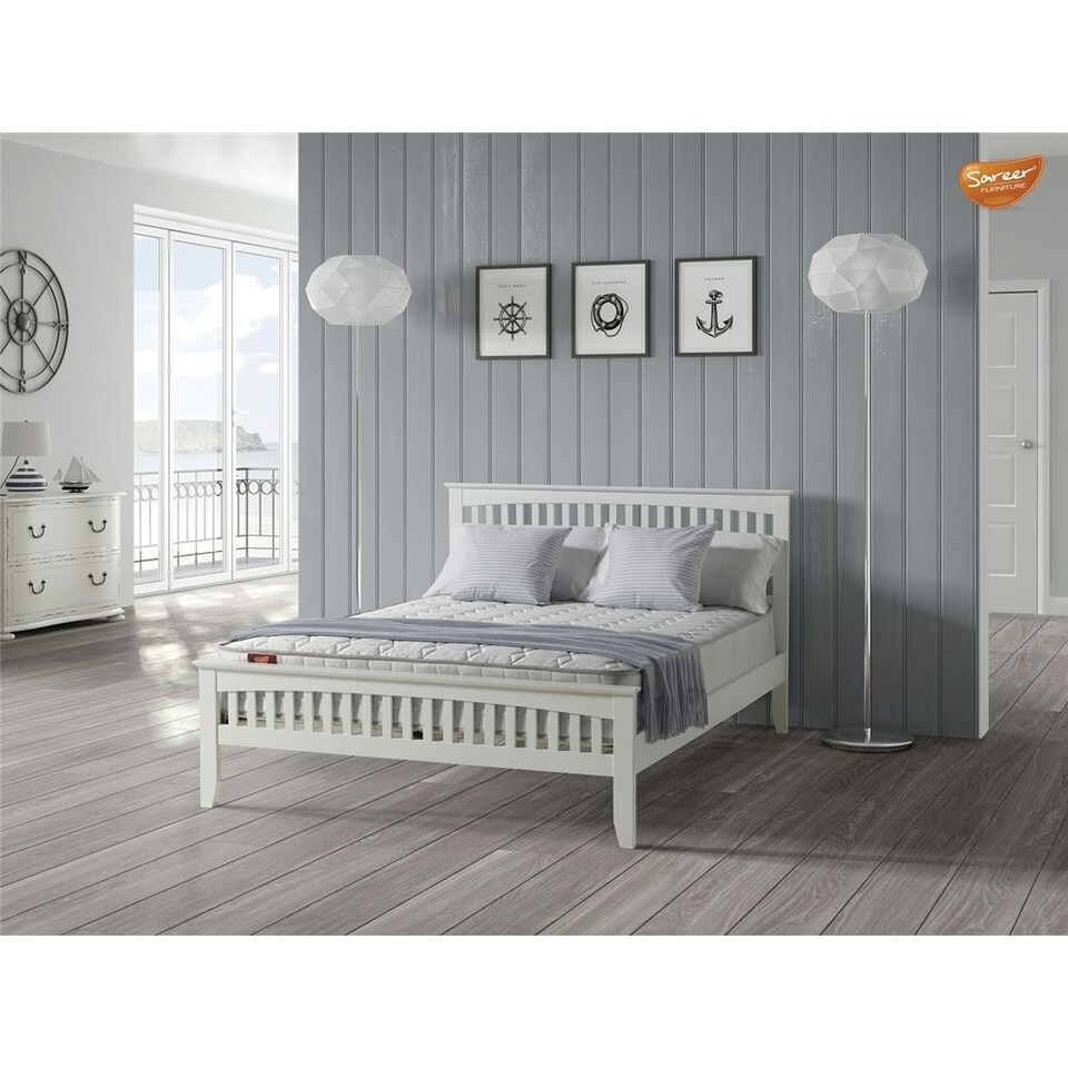 5ft King Size Aldershot White Shaker Style Wood Bed Frame - (162cm)