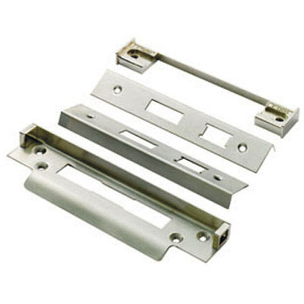 Loops Rebate Kit for BS Cylinder Sash Locks For Double Doors 13mm Satin Steel in Metallics
