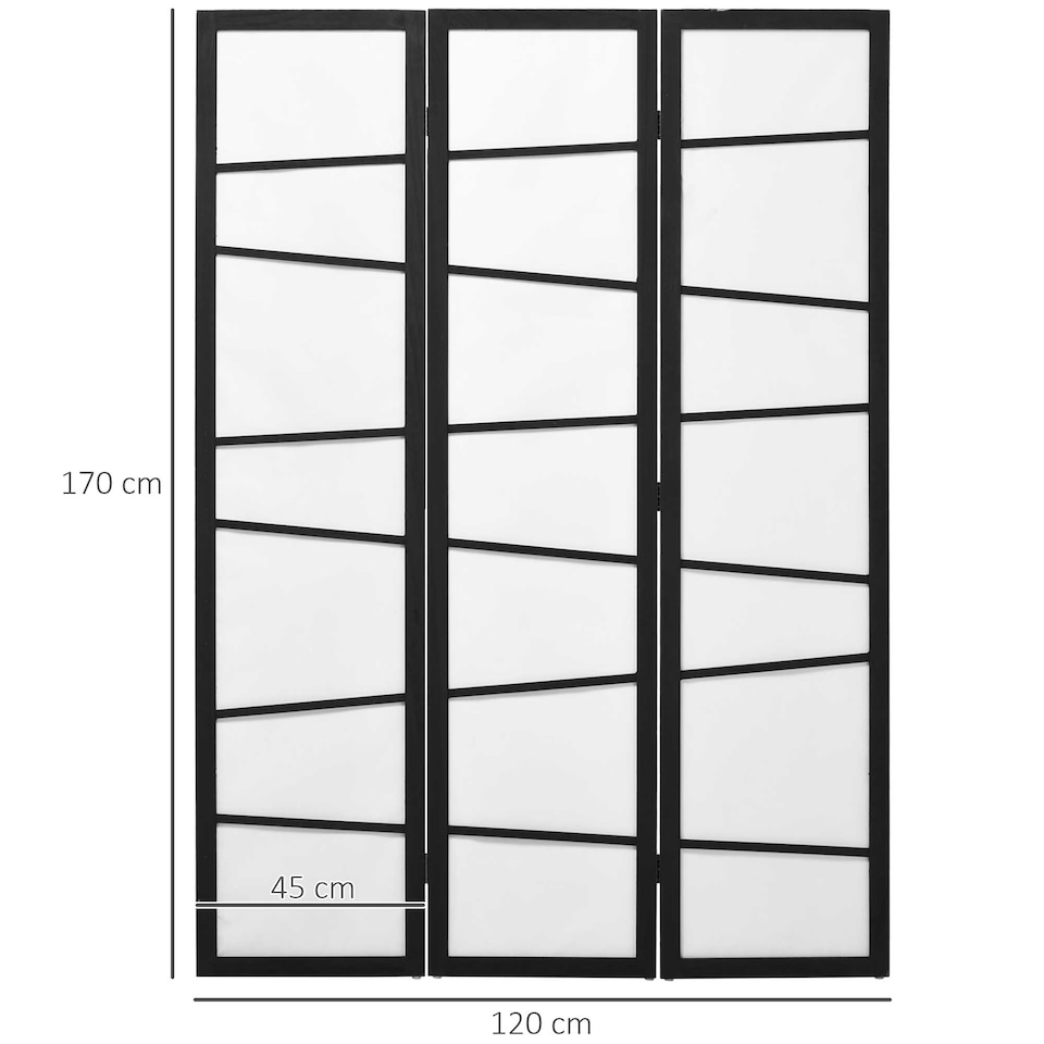 image 1 of HOMCOM Folding Room Divider 3 Panel Privacy Screen Protector with Wooden Frame