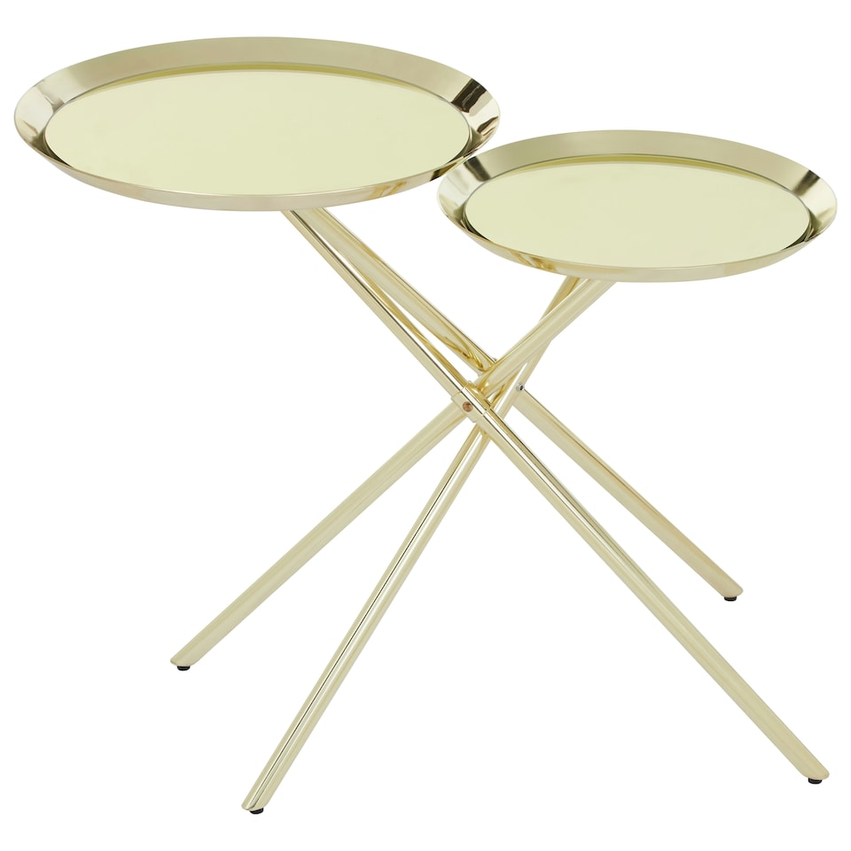 image 1 of Interiors by Premier Modern Side Table with Reflective Tops, Contemporary Side Table with Multiple Table Tops, Luxury Side Table Gold