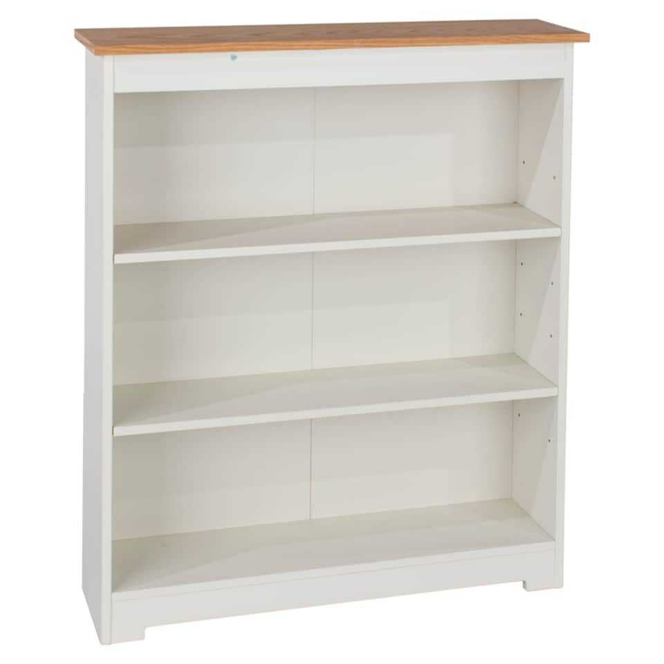 image 1 of Colorado Low Wide Bookcase - MDF/MDP - 80 x 21.5 x 100 cm - Soft White/Oak | White