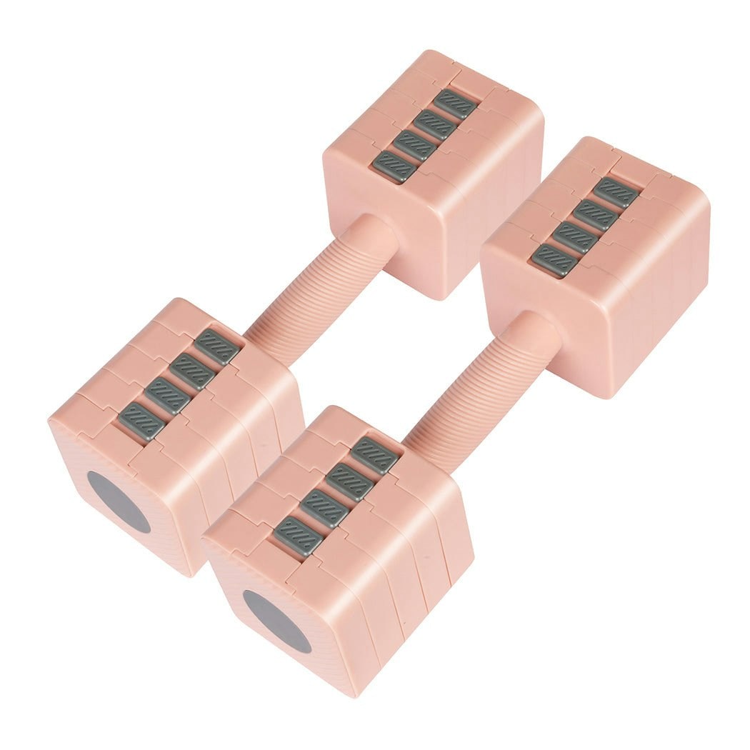 Centra 2.8-10KG Pair Adjustable Dumbbells Pink Metal Home Gym Weight Set