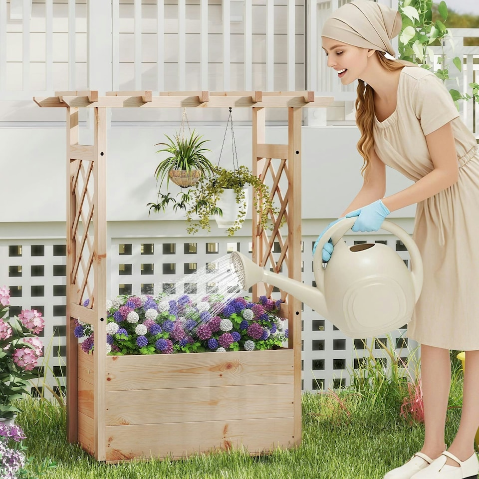 image 1 of COSTWAY Raised Garden Bed Wooden Planter Box Natural N/A