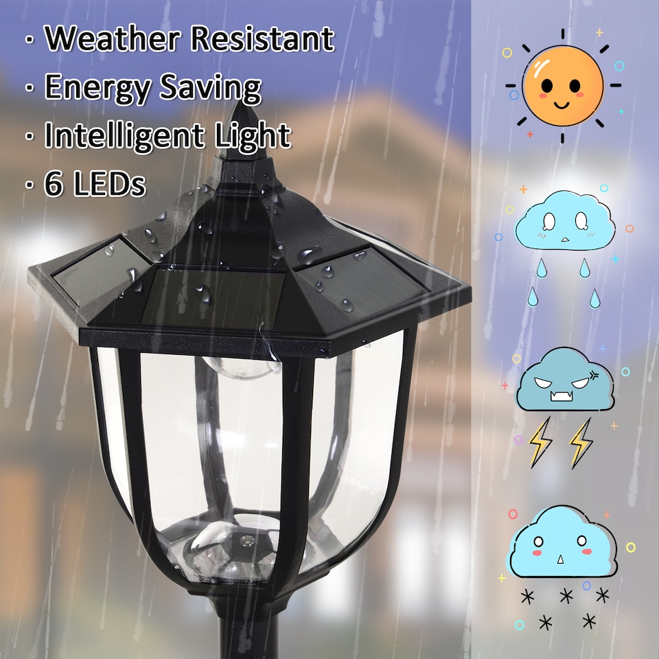 image 1 of Outsunny Solar Torch Lights Outdoor Garden with 6 LED Auto On/Off 6-8 Hours