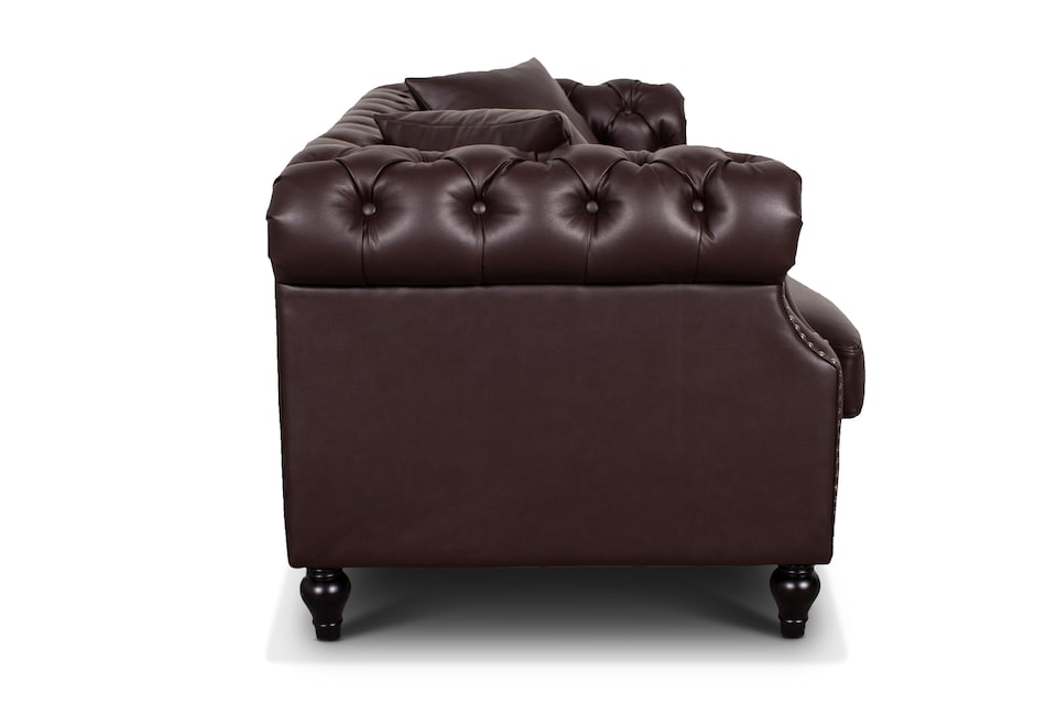 image 1 of Faux Leather Brown 2 Seater Chesterfield Sofa RICHMOND