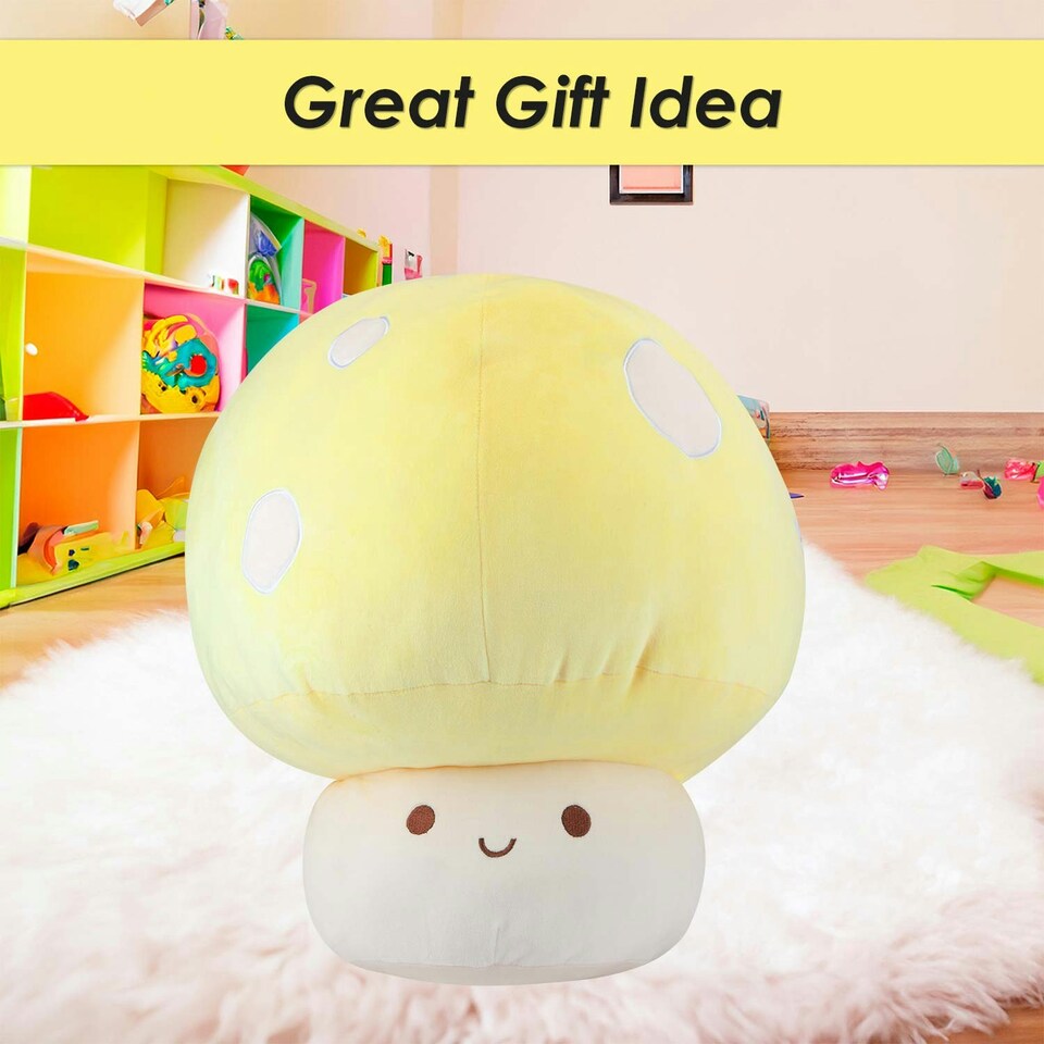 image 1 of Yellow Mushroom Mochi Soft Toy Cute Plushie Huggable Cuddly Plush 45cm Yellow