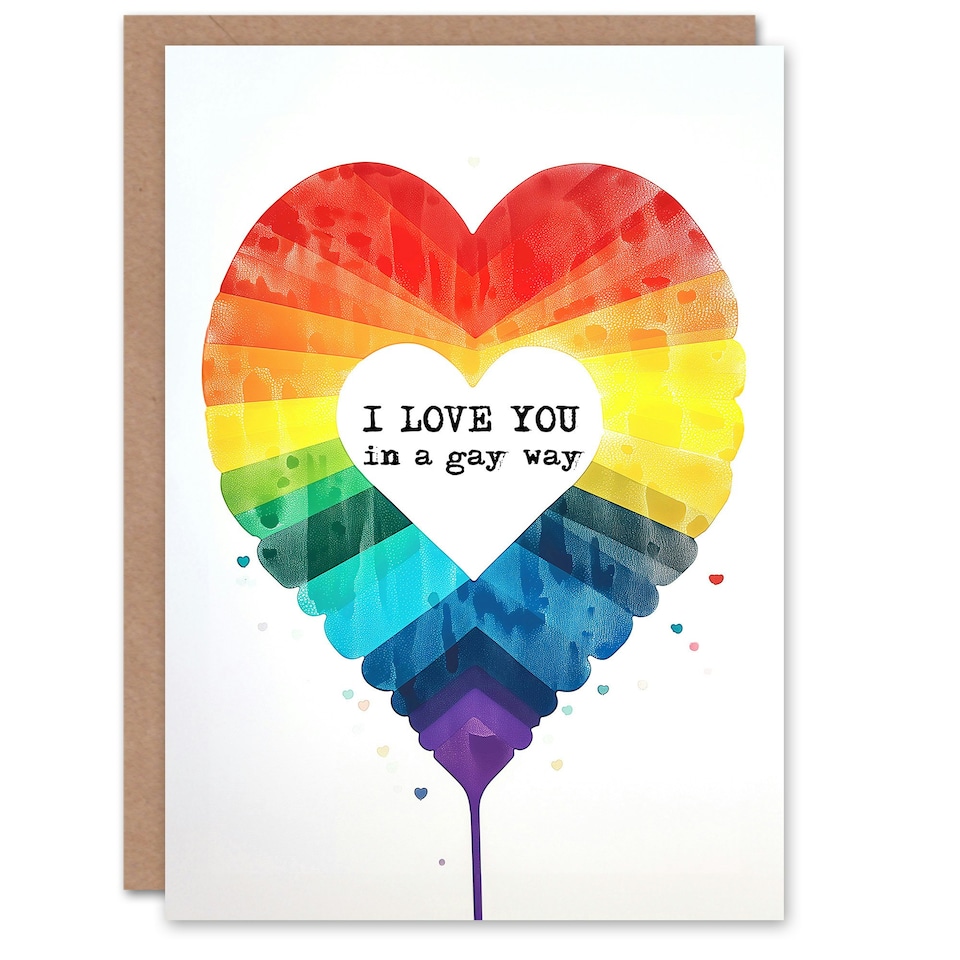 image 1 of Rainbow Heart Gay Love Anniversary Valentines Day Card