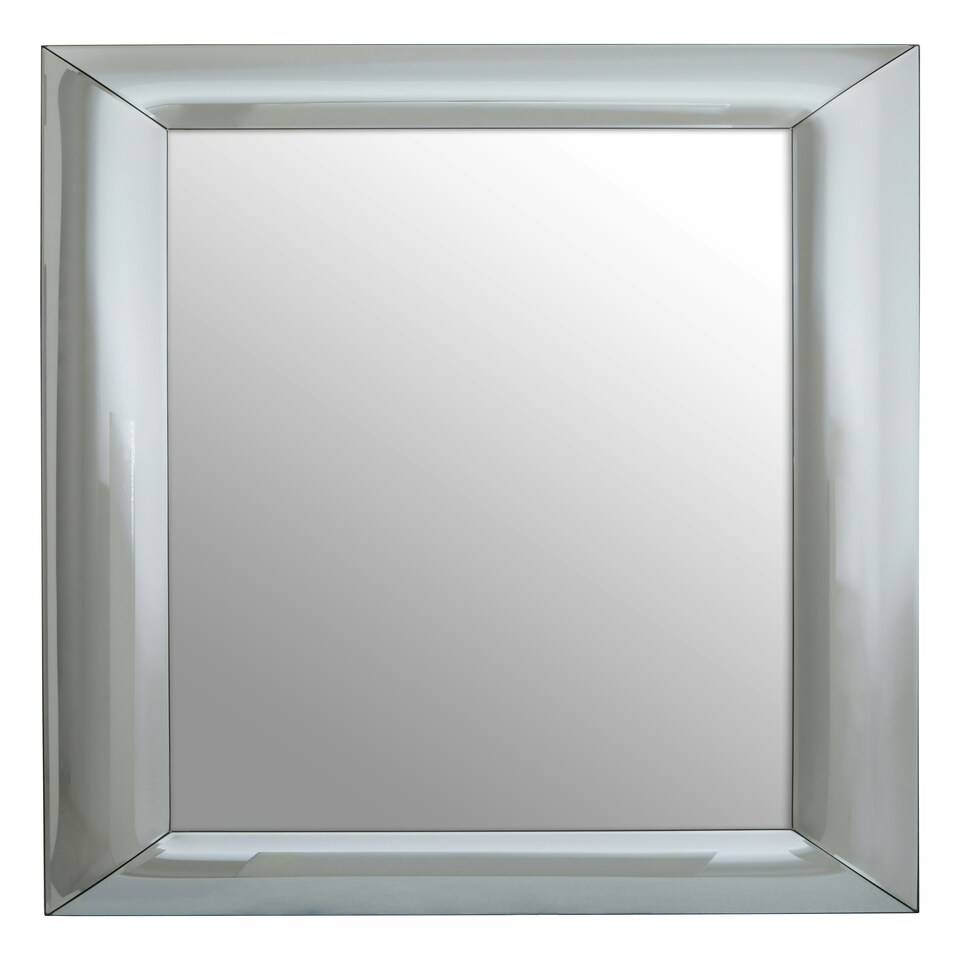 image 1 of Interiors by Premier Art Deco Rectangle Wall Mirror, Silver Panelled Thick Frame Mirror for Living Room, Decorative Mirror Silver