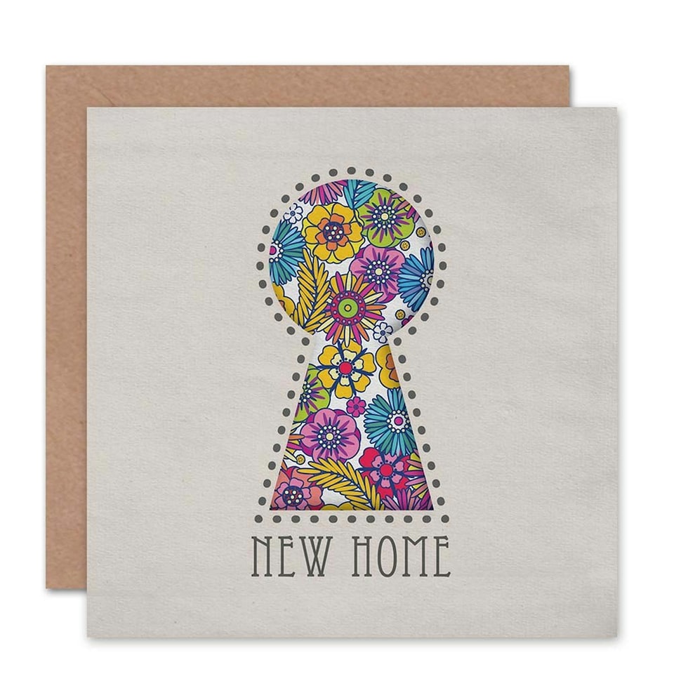 image 1 of Floral Keyhole New Home For Her Card