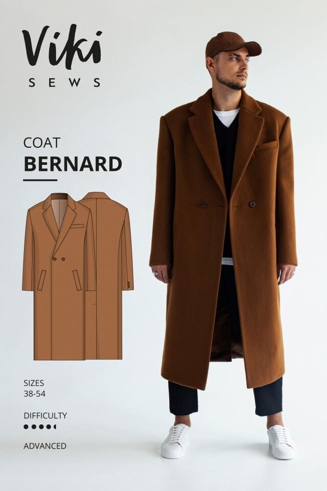 image 1 of Vikisews Bernard Coat Paper Sewing Pattern – Men’s Coat, Sizes Uk 28–44, Advanced