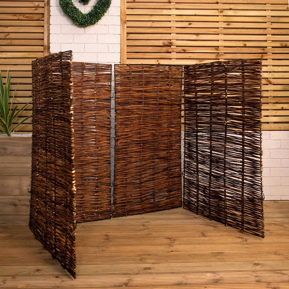 image 1 of 1.16m x 1.22m Double Garden Patio Willow Wheelie Bin Screen Hideaway