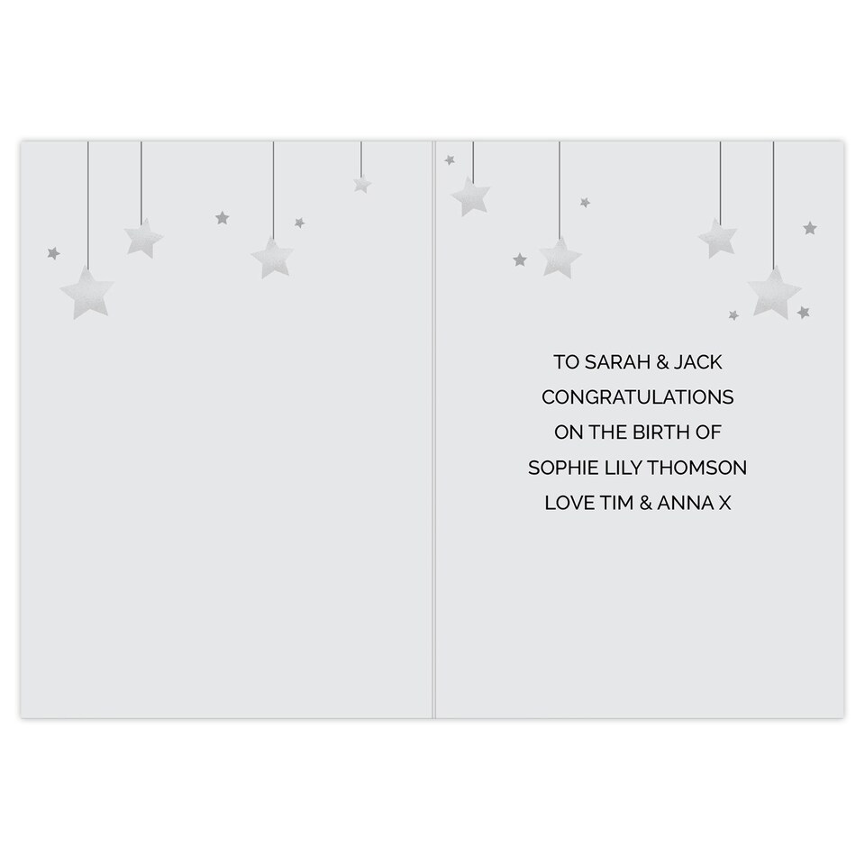 image 1 of Personalised New Baby Moon & Stars Card