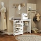 image 2 of HOMCOM Folding Sewing Table Rolling Craft Table with Drop Leaf Wheels White | White