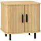 image 1 of HOMCOM Nightstand with Sliding Doors and Metal Legs for Bedroom Oak Tone