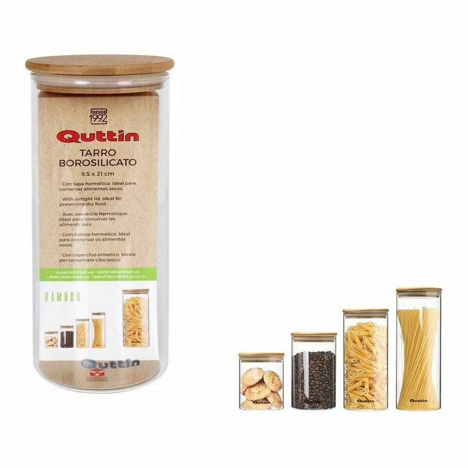 image 1 of Jar Quttin Bamboo Borosilicate Glass Silicone 1,25 L 10,2 x 22,8 cm (12 Units) (9,5 x 21 cm) N/A