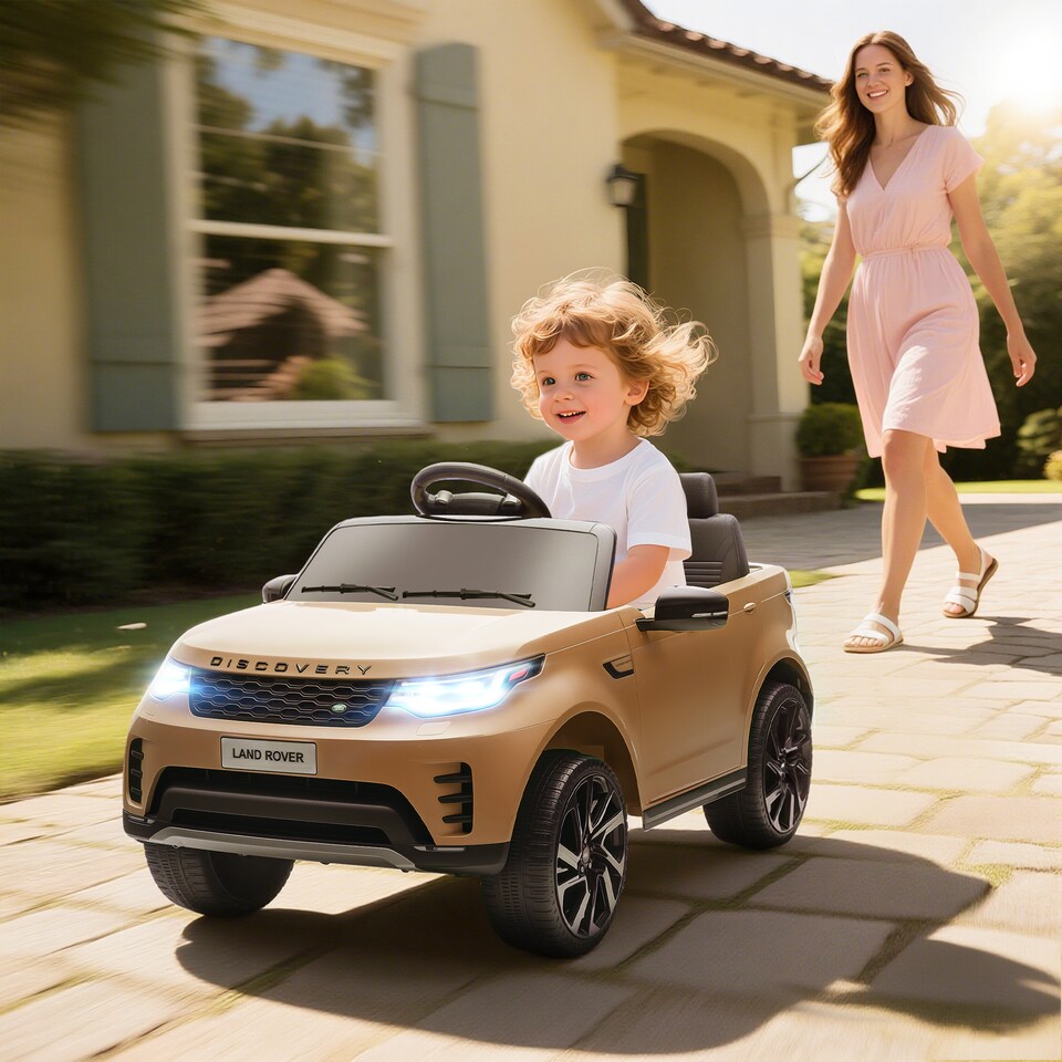 image 1 of AIYAPLAY Land Rover Discovery Licensed 12V Electric Car for Kids, Ride on SUV with Remote Control, 4 Wheel Suspension System, Slow Start, LED Lights, Music, for 3-6 Years Old | Yellow