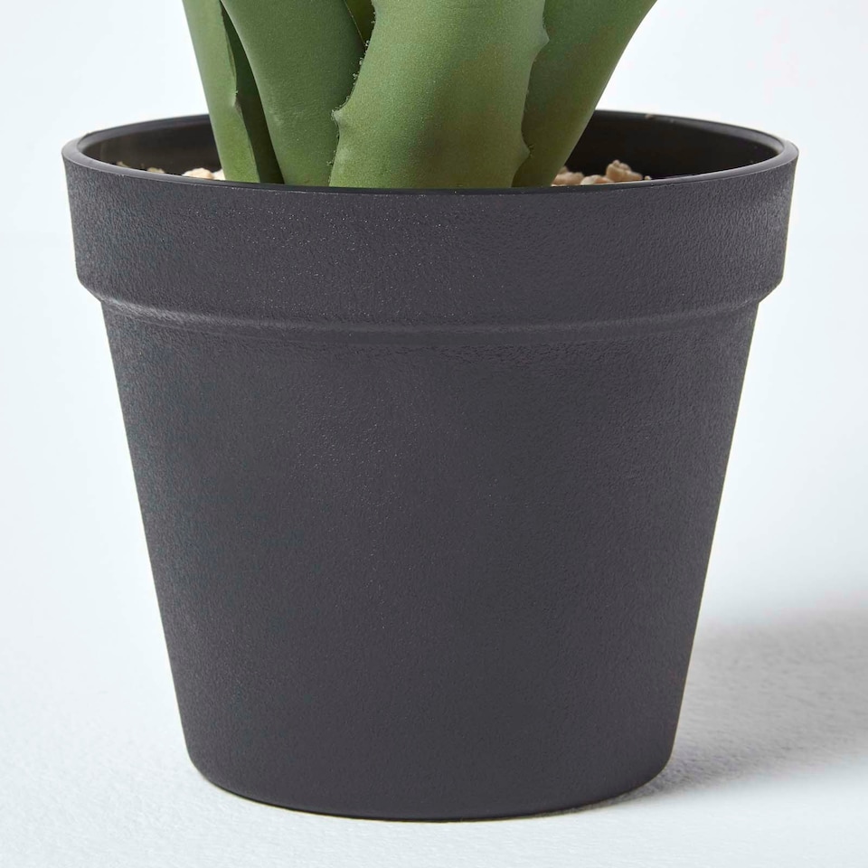 image 1 of Homescapes Aloe Vera Artificial Succulent in Black Pot, 30 cm Tall