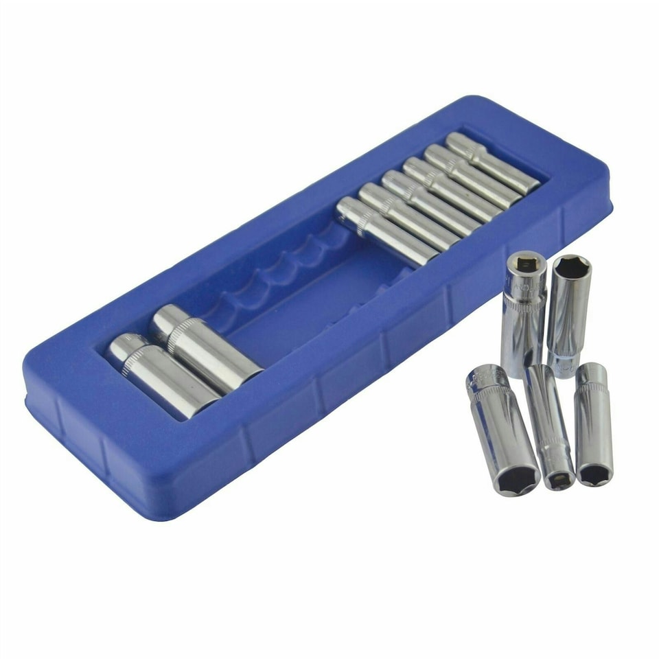 image 1 of 1/4" Drive Torque Wrench 5 - 25 Nm + Metric 6 Sided Deep Sockets 4 - 14mm