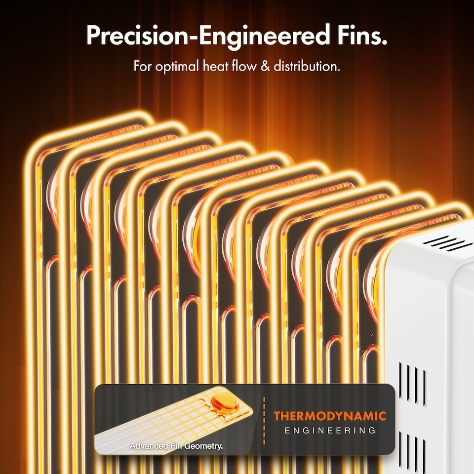 image 1 of VonHaus Oil Filled Radiator 11 Fin Portable Electric Heater White