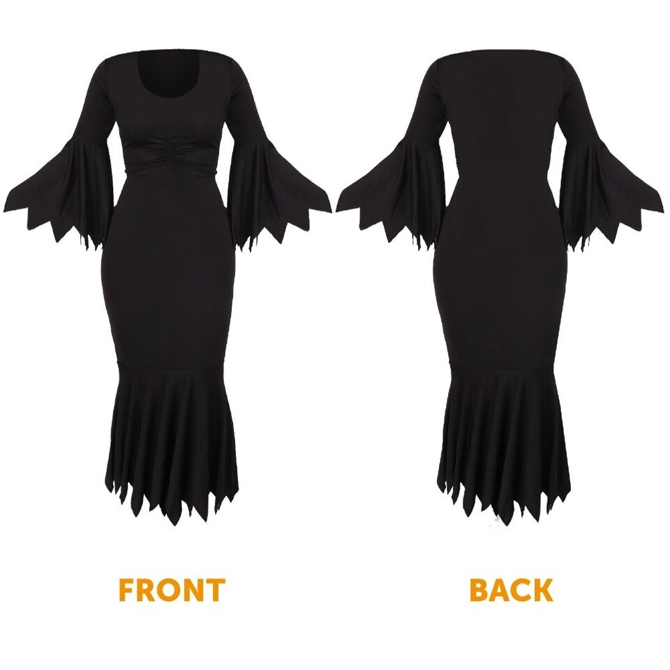 image 1 of Wicked Witch Halloween Costume - Cape, Dress, Hat & Face Paint | Black | XL