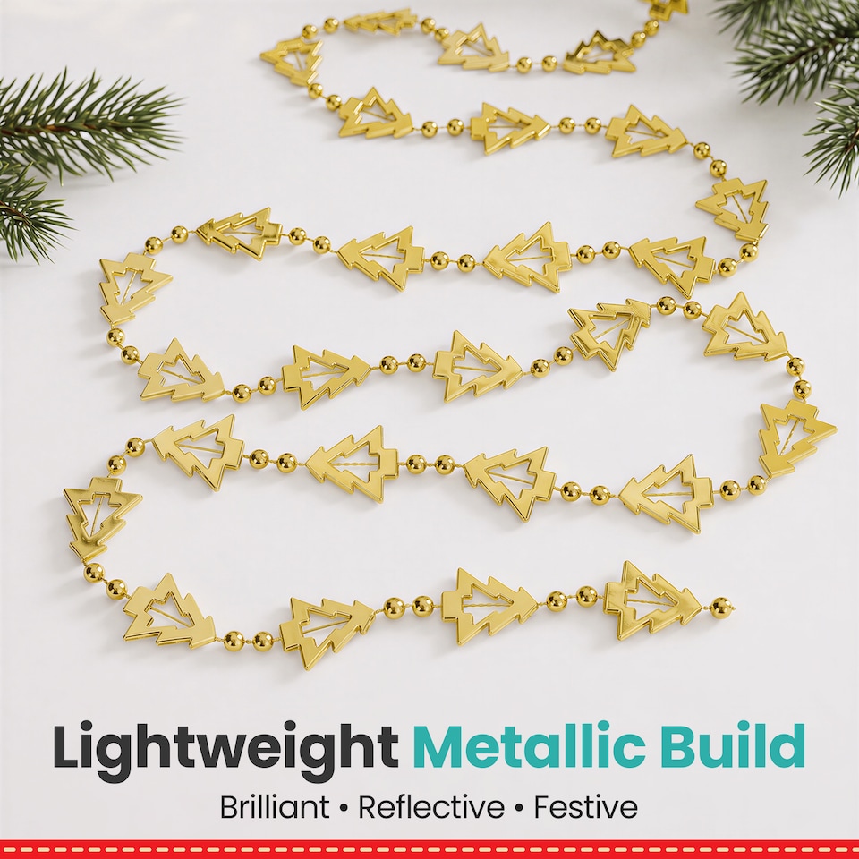 image 1 of 5M Christmas Tree Bead Garland, Metallic Hanging Chain Feastive Garland