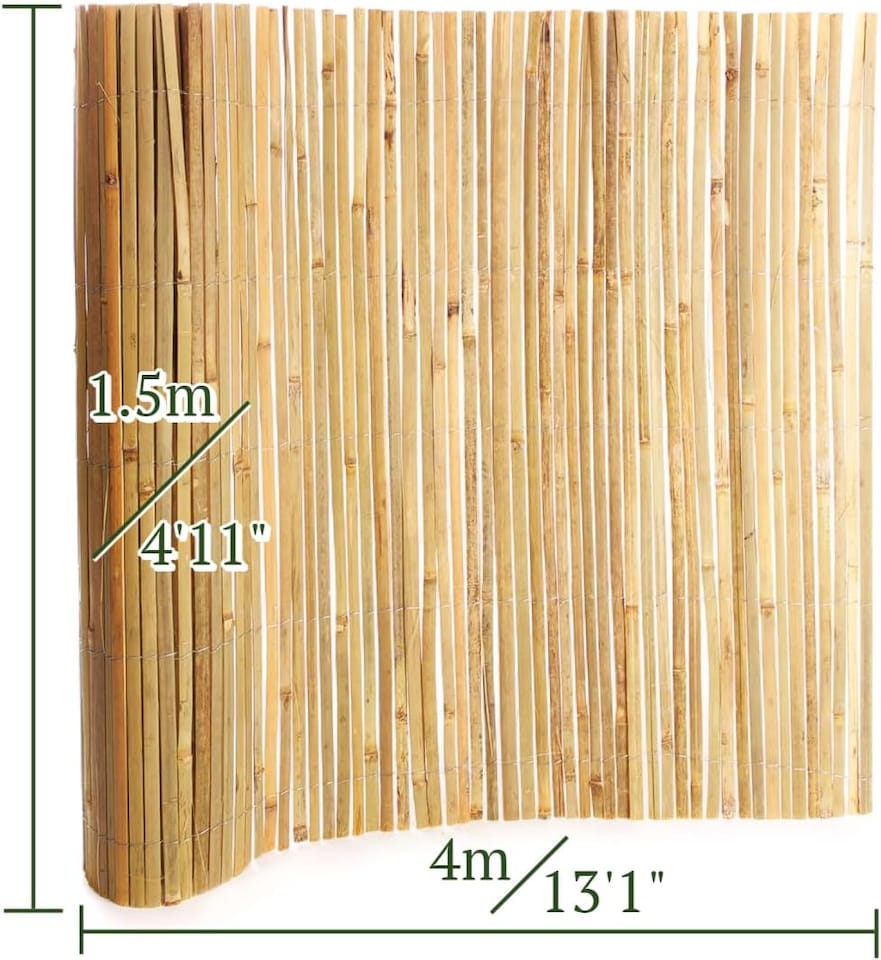 image 1 of 4m x 1.5m Bamboo Split Slat Fencing Screening Rolls for Garden Outdoor Privacy | Brown | Beige | 1