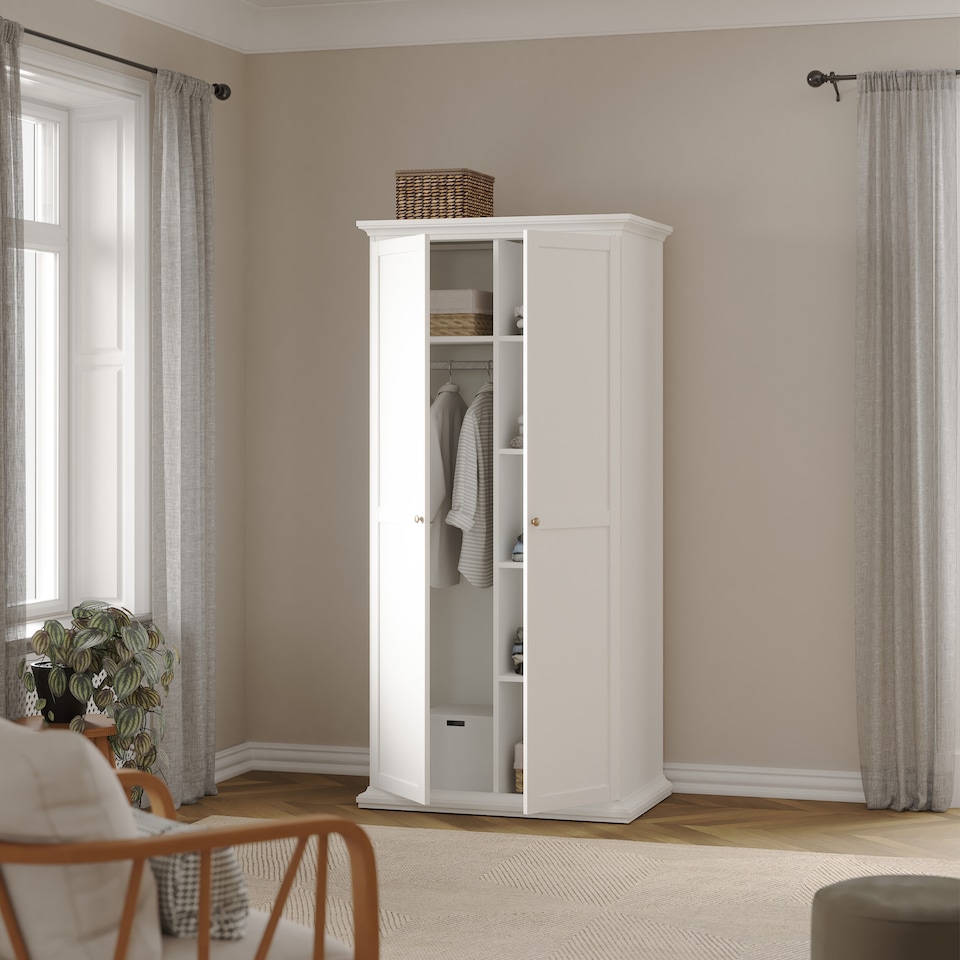image 1 of Paris Wardrobe with 2 Doors in White