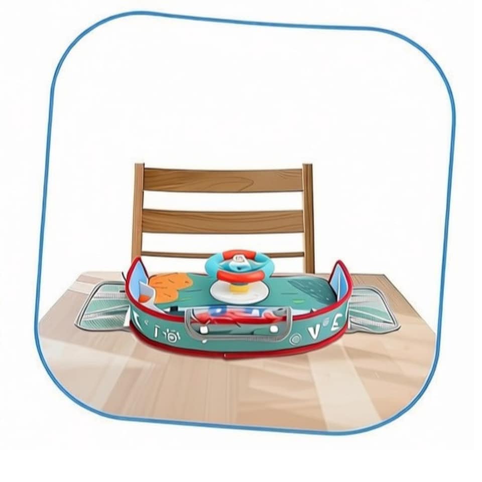 image 1 of Kids Steering Wheel Toy with Lights & Music – Interactive Car Seat Driving Simulation Toy with Horn, Gear Shift & Travel Strap