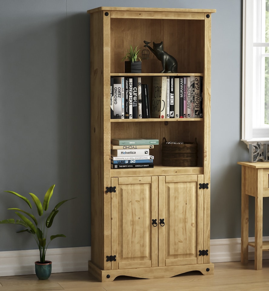 image 1 of Vida Designs Corona 2 Door Bookcase Storage Shelf, Solid Pine Wood