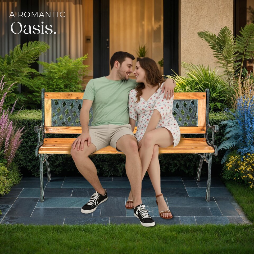 image 1 of Garden Bench Tamara - 2-seater, weatherproof, 128 x 51 x 73 cm | Brown | brown | 1