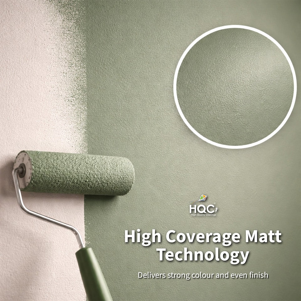 image 1 of HQC Vinyl Matt Emulsion Paint - Matt Finish for Interior Walls & Ceilings - Mint Green - 1L
